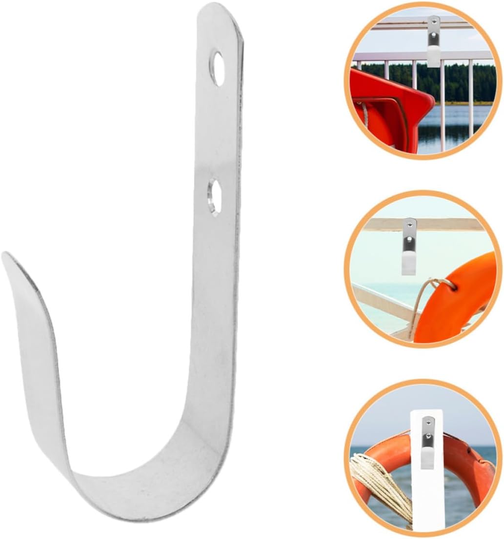 YARNOW Crochet En Acier Inoxydable Pour Supports De Bouées De Sauvetage, Facile à Installer Et Compact, Pour Piscine Et Garage, Accessoires Bateau Ambiance Estivale, Lot De 2pcs