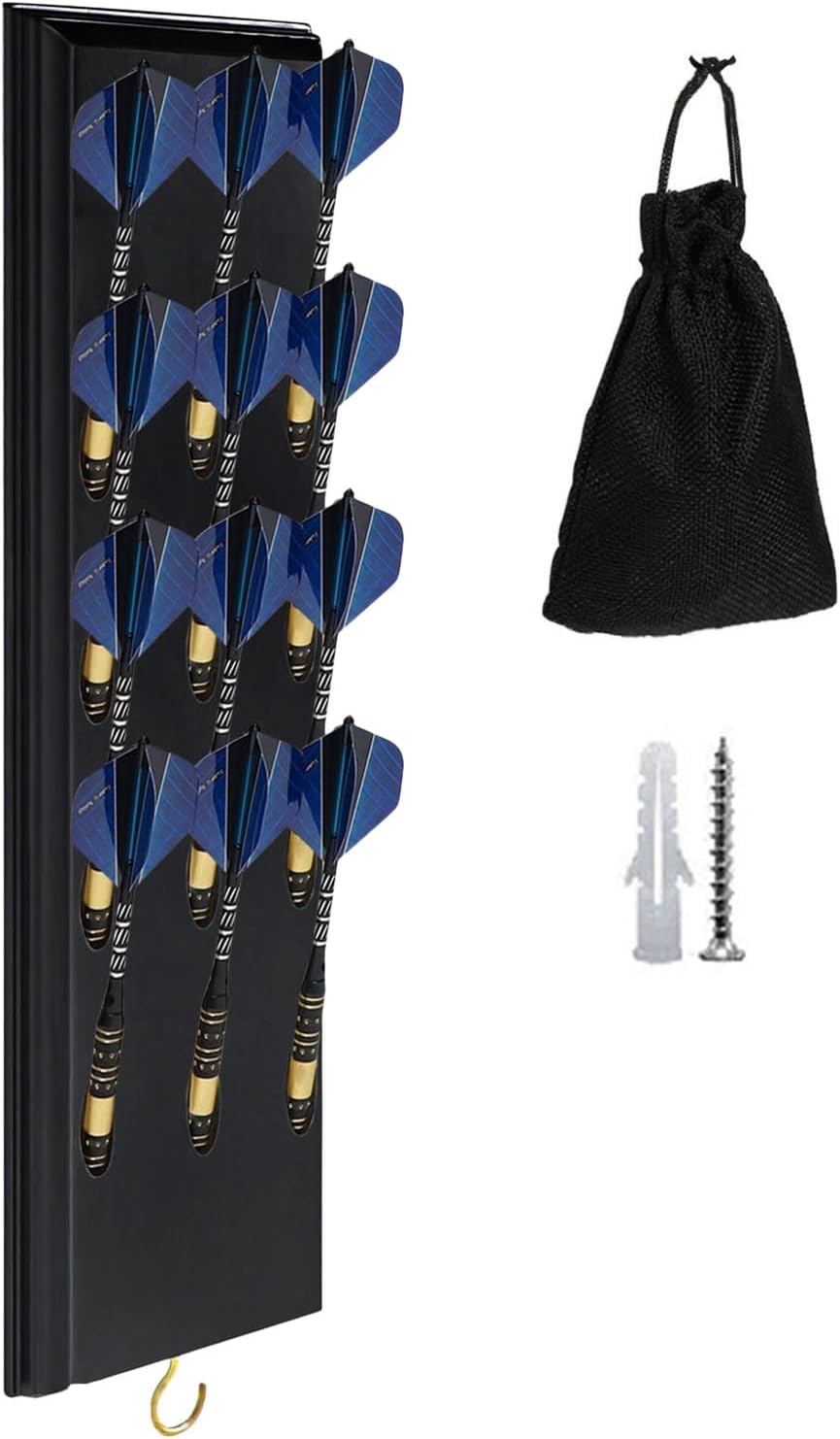 GENERIC Rangement Mural En Bois Pour Fléchettes Avec Sac De Rangement | Pour Salon, Chambre à Coucher, Salle De Jeux, Maison, Club, Bar