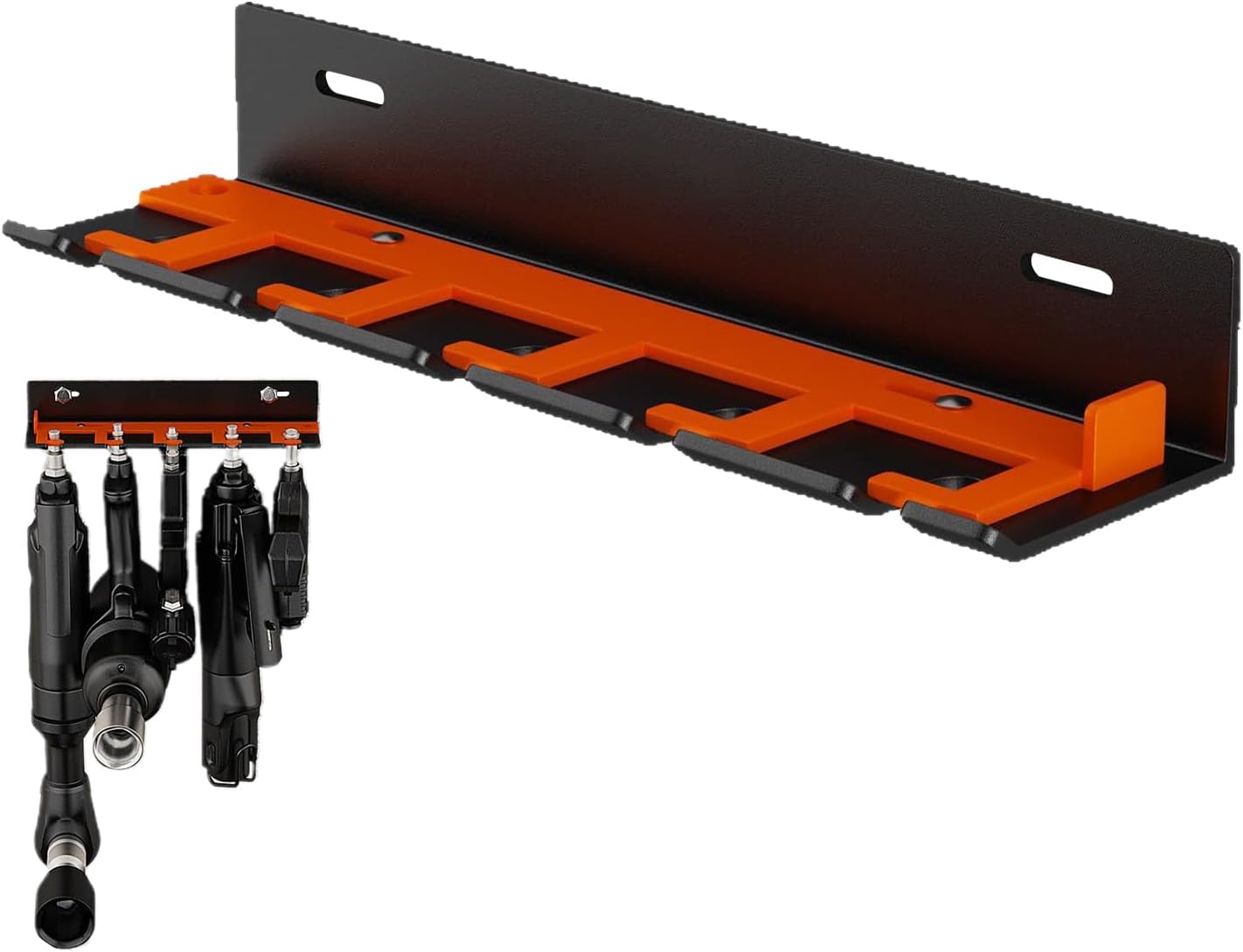 Genérico Organisateur D'outils Pneumatiques | Étagère Murale Avec 5 Fentes Pour Stockage, Crochet Pour Outils électriques, Perceuse, Tournevis, Meuleuse, Appareils électriques, Atelier