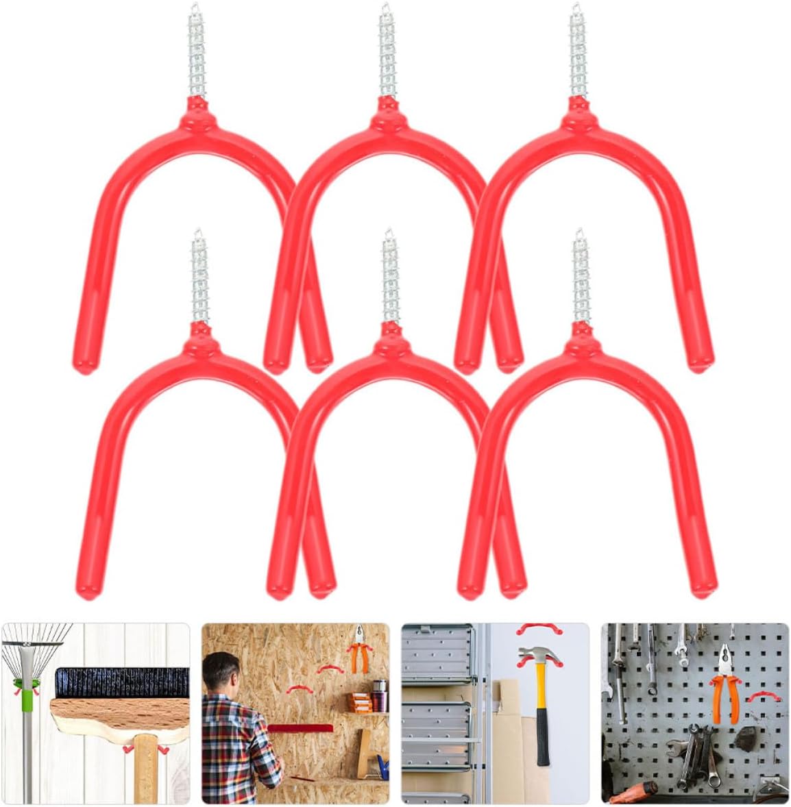 Angoily Crochets à Visser Et Organisation D'établi Lot De 6 Pour Garage En Métal Galvanisé, Design En Y Double, Robustes Pour Rangement D'outils