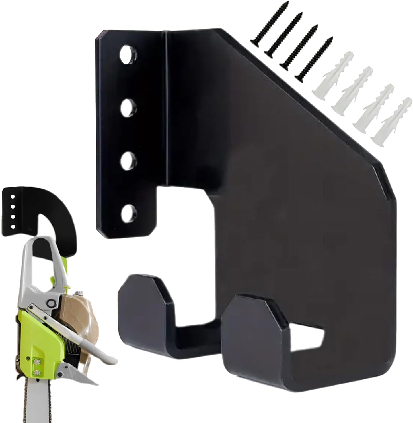 Générique Chainsaw Holder, Heavy-Duty Pot Storage, Garden Tool Organizer Rack, Space-Saving Garage Wall Storage For Chainsaws, Shovels, Oil Pots, And Workshop Equipment, 420g, Black