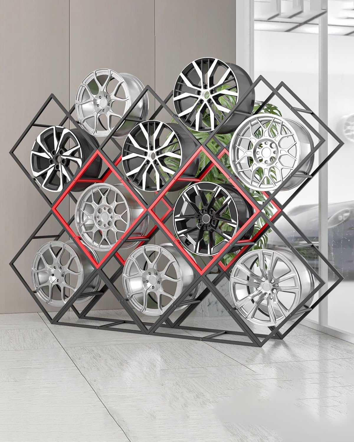 Générique Présentoir De Jantes De Pneus De Garage Robuste, Supports De Rangement Empilables, Organiseur à 7 Niveaux Pour Pneus De Voiture, Support De Jantes Durable Pour La Maison Et L'atelier