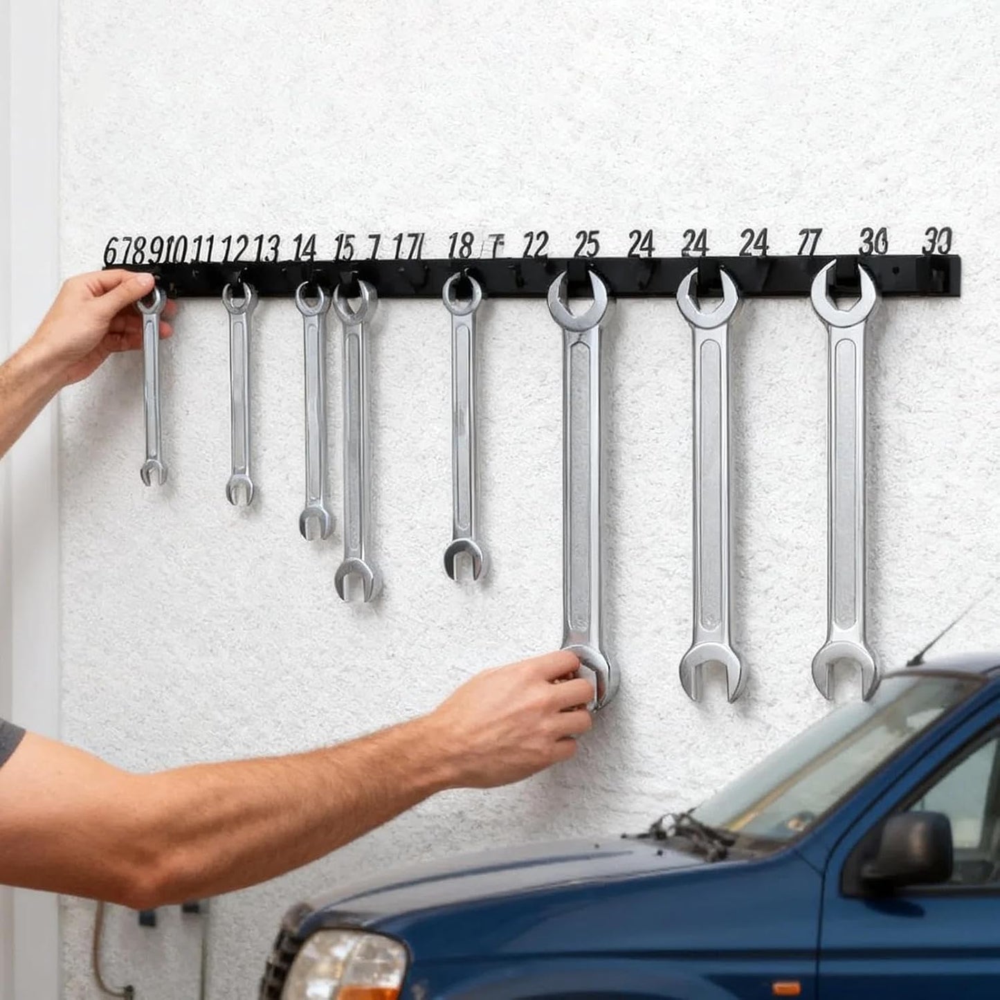 Porte-outils, Organisateur D'outils Mural, Construction En Acier Robuste, Fentes Multiples Pour Tournevis, Marteaux Et Clés, Conception Peu Encombrante, Installation Facile, Finition Résistante à La R