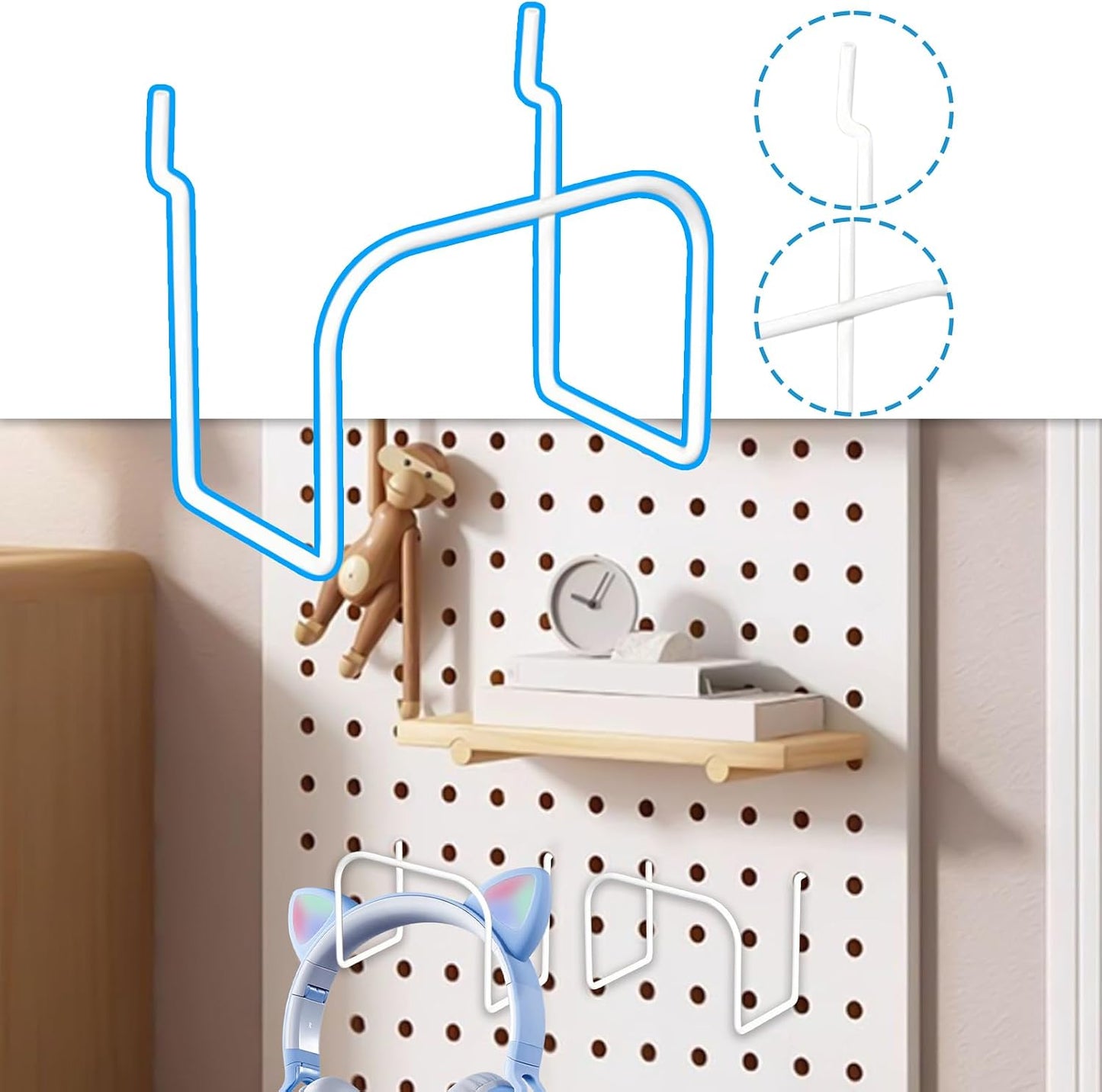 Générique Crochet Panneau Perforé - Accroches De Rangement,Organisateur Métallique Pour Outils D'Artisanat De Sport De Maison Et Bureau Avec Fixation Pour Trous De 10,5 Cm