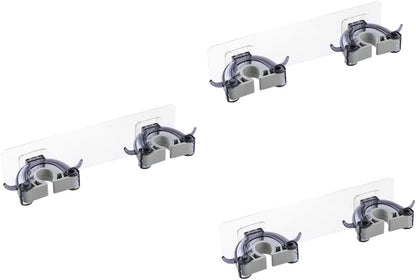  Ciieeo 3pièces Support De Balai Mural Multifonction Noir De Rangement Sans Perçage Pour Maison Cuisine Et Salle De Bain Organisateur De Nettoyage Avec Double Clip