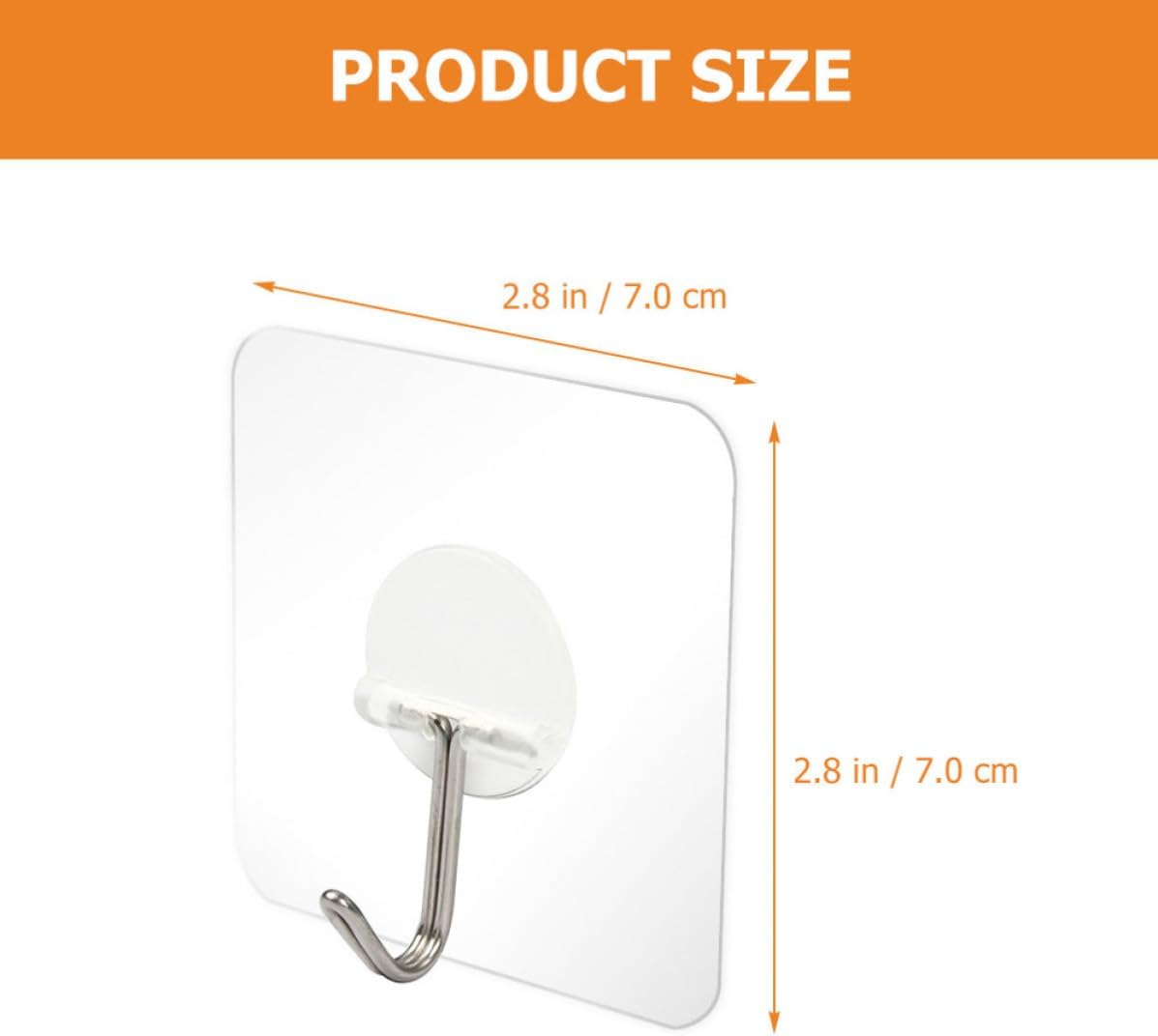  Healeved Crochets Adhésifs Muraux Transparents Lot De 20 En Plastique Et Acier Inoxydable Fixation Sans Perçage, Réutilisables Et Légers Pour Rangement Intérieur Et Voyage