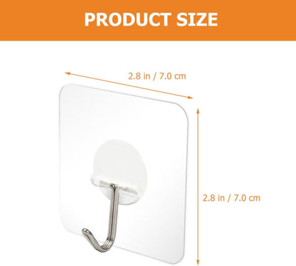  Healeved Crochets Adhésifs Muraux Transparents Lot De 20 En Plastique Et Acier Inoxydable Fixation Sans Perçage, Réutilisables Et Légers Pour Rangement Intérieur Et Voyage