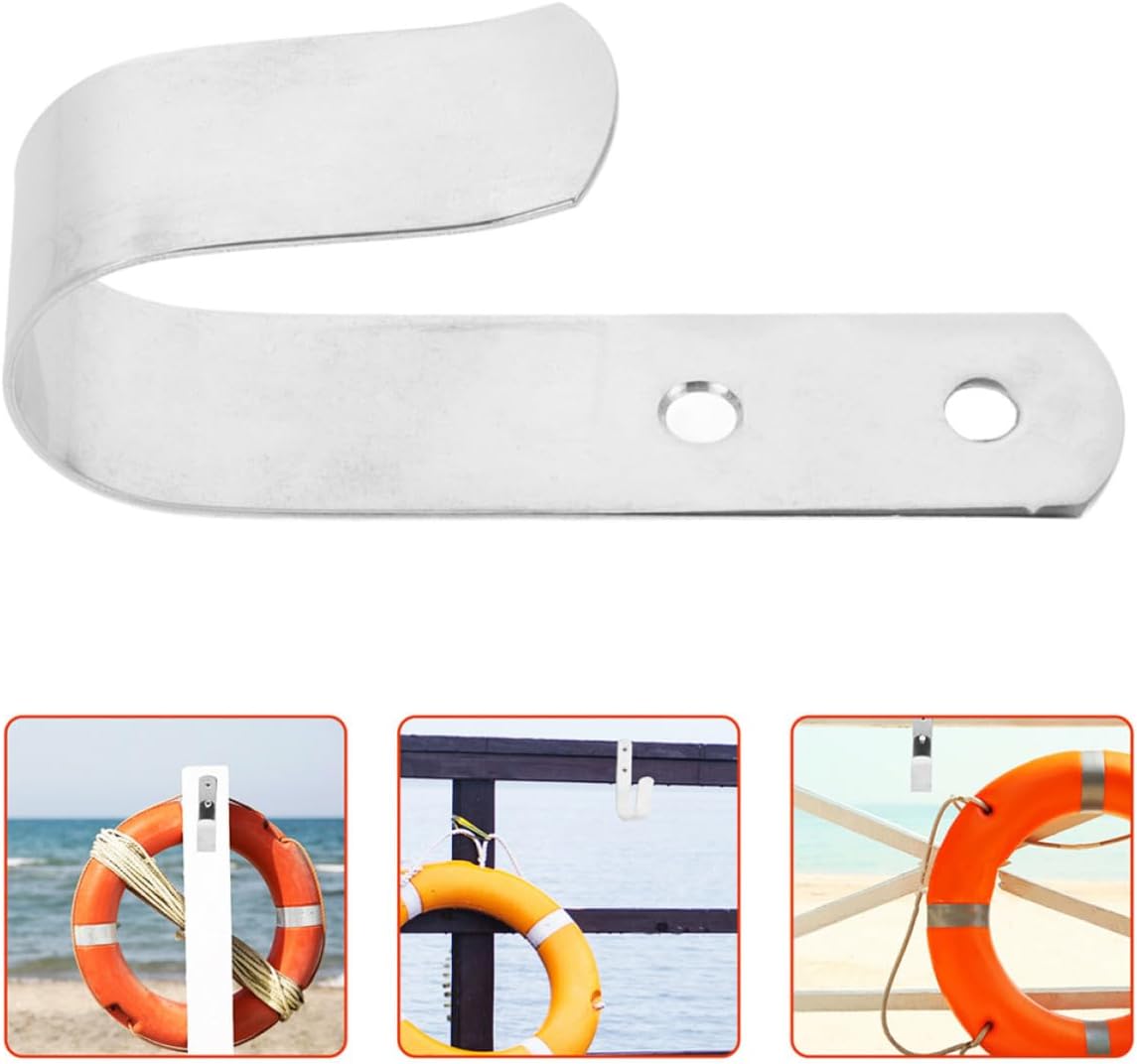  YARNOW Crochet En Acier Inoxydable Pour Supports De Bouées De Sauvetage, Facile à Installer Et Compact, Pour Piscine Et Garage, Accessoires Bateau Ambiance Estivale, Lot De 2pcs