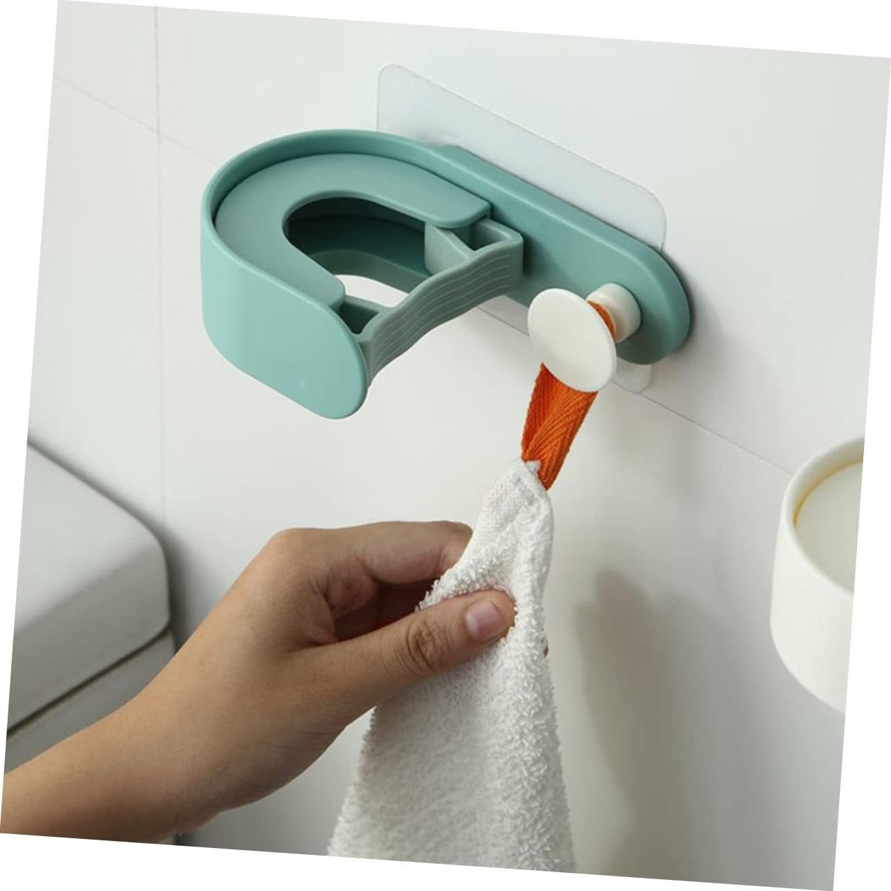  Ciieeo Crochet Pour Balai Multifonctionnel Sans Perçage En Plastique Vert, Support Mural 2pcs Pour Salle De Bain Et Porche Design à Pois Simple Et Créatif