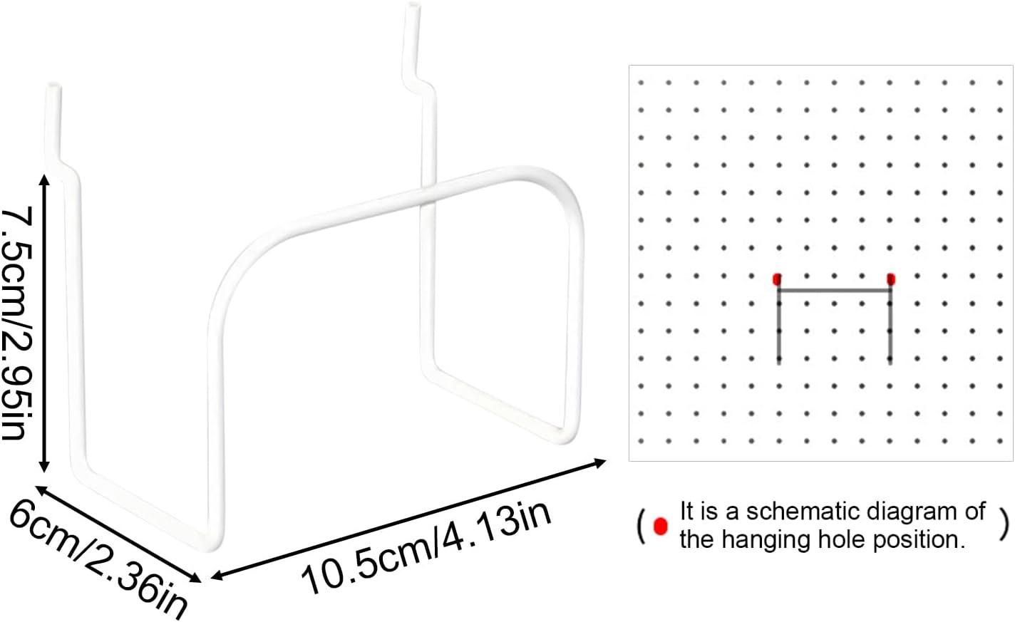  Générique Crochet Panneau Perforé - Accroches De Rangement,Organisateur Métallique Pour Outils D'Artisanat De Sport De Maison Et Bureau Avec Fixation Pour Trous De 10,5 Cm