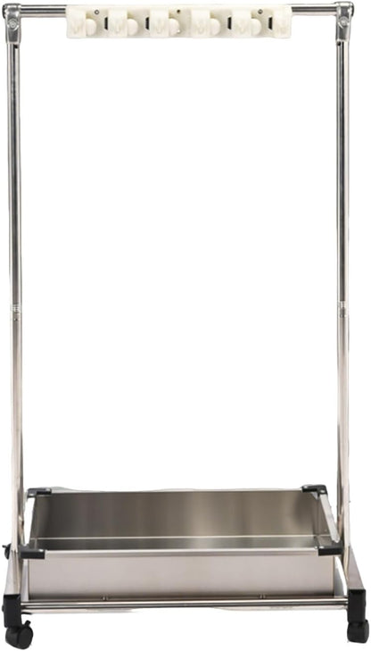  Support à Balai Mobile, égouttoir à Balais Sur Pied En Acier Inoxydable, Chariot à Outils De Nettoyage Avec Crochets Pour écoles Et Restaurants, Argent, 68 X 51 X 109 Cm, B
