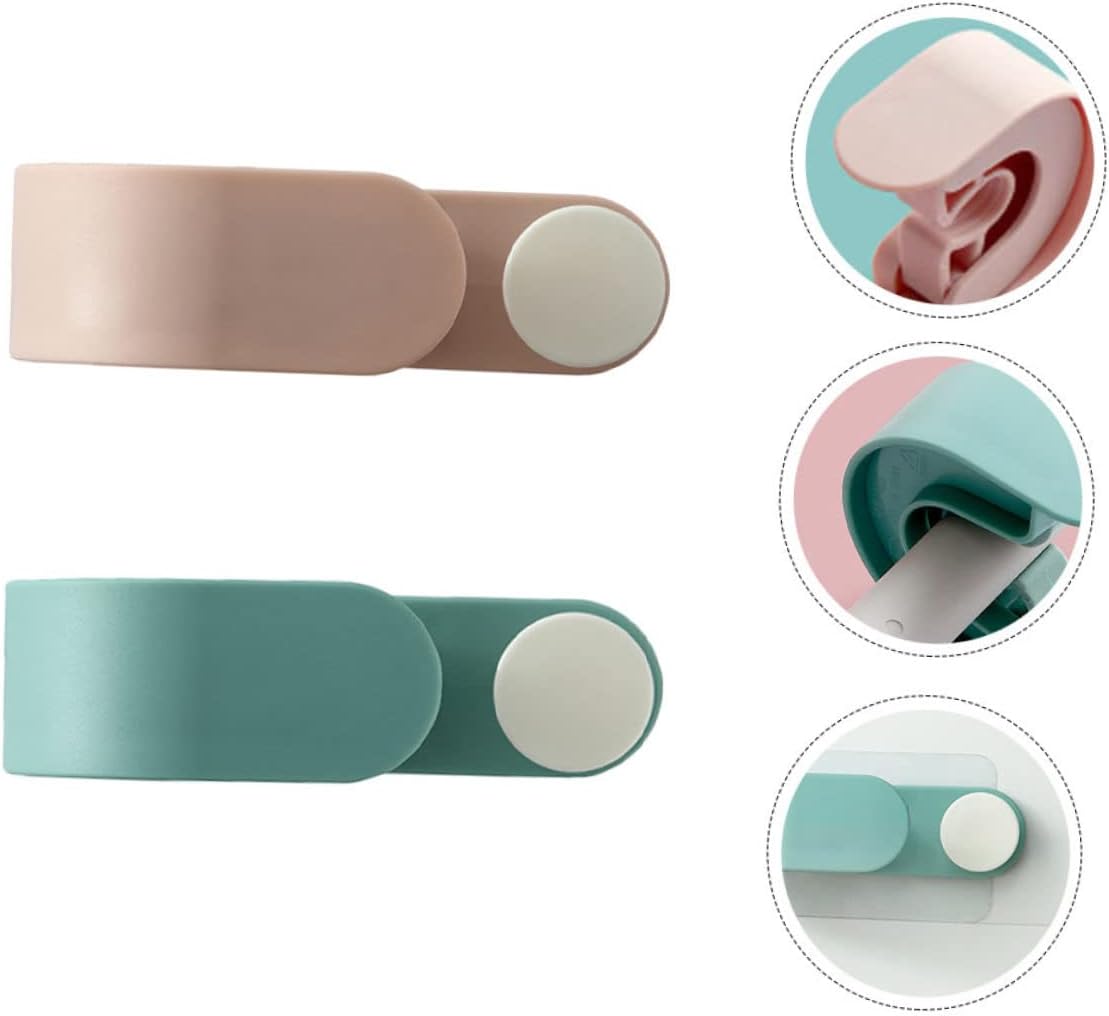  Ciieeo Crochet Pour Balai Multifonctionnel Sans Perçage En Plastique Vert, Support Mural 2pcs Pour Salle De Bain Et Porche Design à Pois Simple Et Créatif