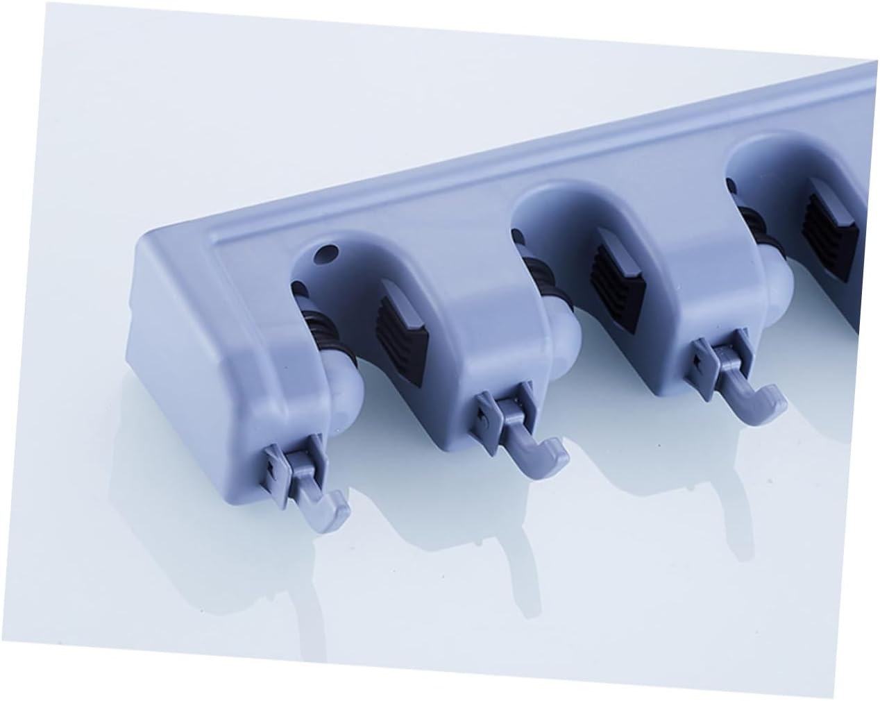  Gatuida Multifunctional Wall Mounted Broom Holder Hooks Positions Brush Holder Organizer Tools Bathroom Kitchen Blue