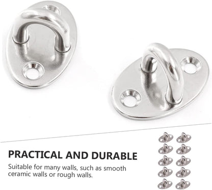  OUNONA Lot De 10 Crochets Multifonctions En Acier Inoxydable Épaissi, Petite Taille, Anneau De Traction Robuste Pour Fixation Murale, Adaptés Au Bureau, Dortoir Et Usage Quotidien