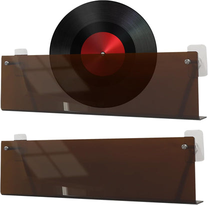  Générique Porte-Vinyles Mural | Étagère En Acrylique Transparent Multifonctionnelle,Support Pour Albums Étagère Sans Perçage - Pour Collectionneurs Amateurs De Musique Salon Chambre Home Cinéma
