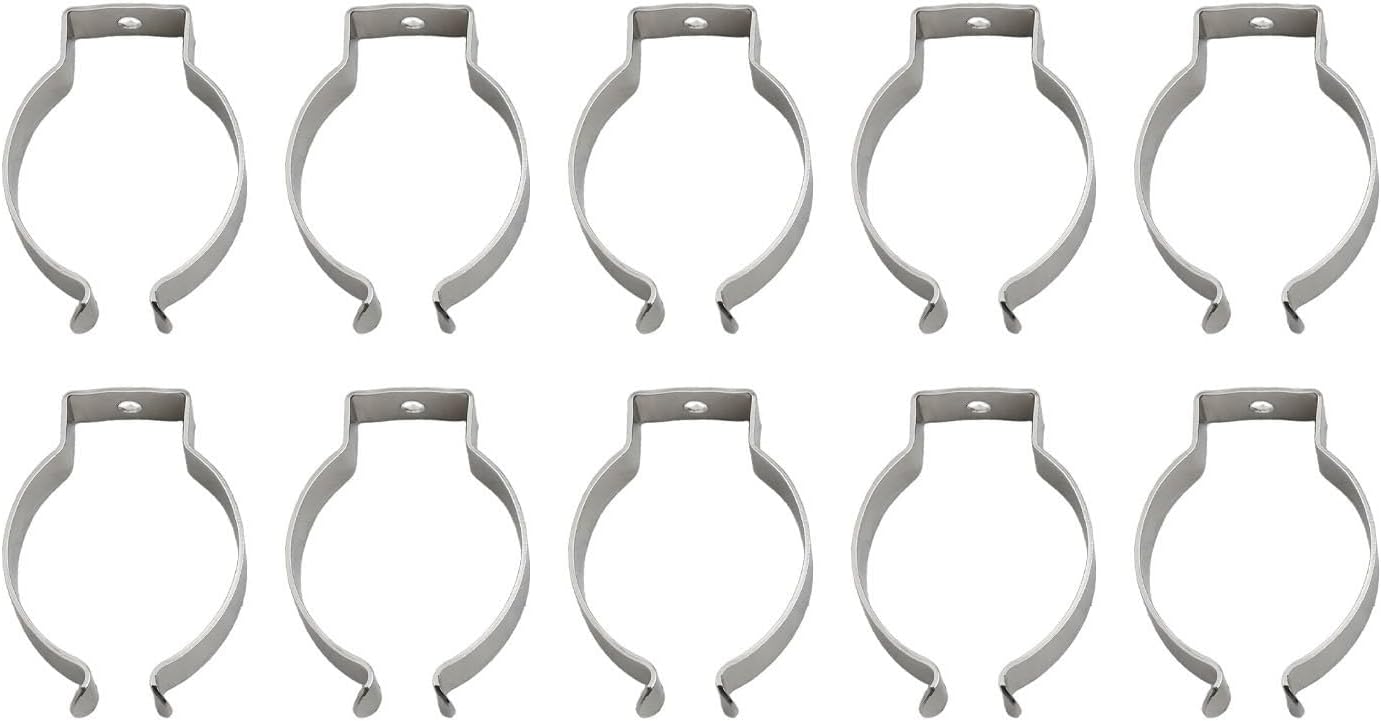  Lot De 10 Pinces à Ressort à Ressort En Acier Au Manganèse Très Résistantes Pour Garage, Atelier, Rangement De Tuyaux, Balais, Brosses Et Râteaux, Argenté (52 Mm)