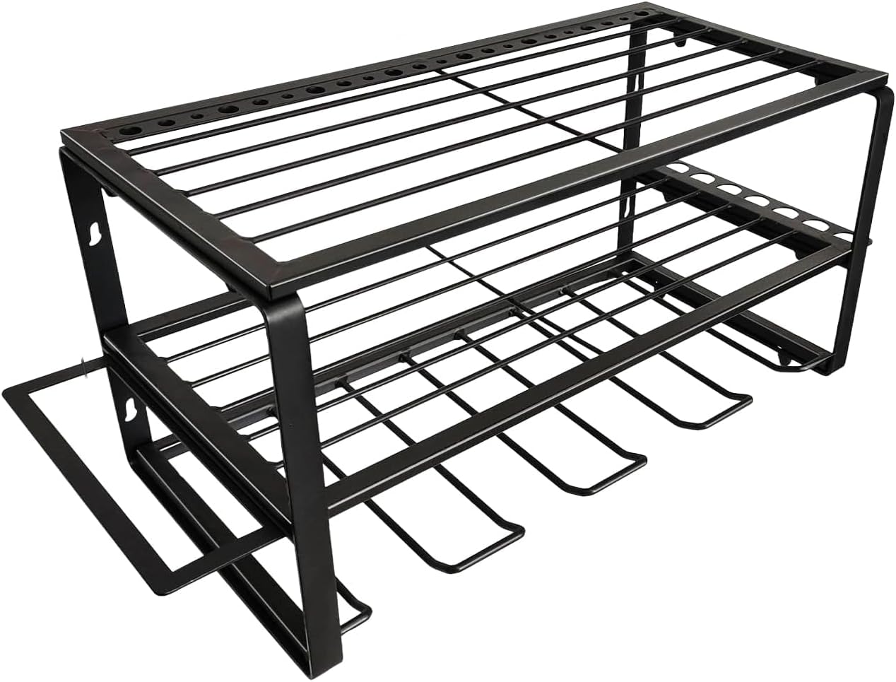  Étagère Murale En Acier Avec 4 Compartiments Et étagères En Grille, Panneau Porte-outils De Travail Peu Encombrant, Pour Garage Et Atelier, Facile à Installer