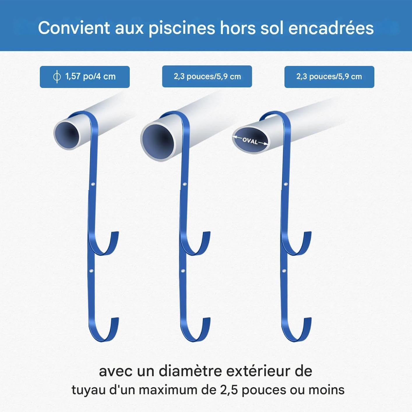  Crochets Pour Perches De Piscine - 2 Crochets D'Équipement De Piscine | Rangement Solide Anti-Rouille Gain De Place Pour Brosses Râteaux Spa