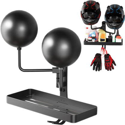  Motorcycle Safety Holder, Wall Mounted Helmet Rack Stand, 39.6/20.6/15.9 Inches, Hat Coat Organizer, Storage Design For Garage And Entryway Motorcycles Gear Display, Black