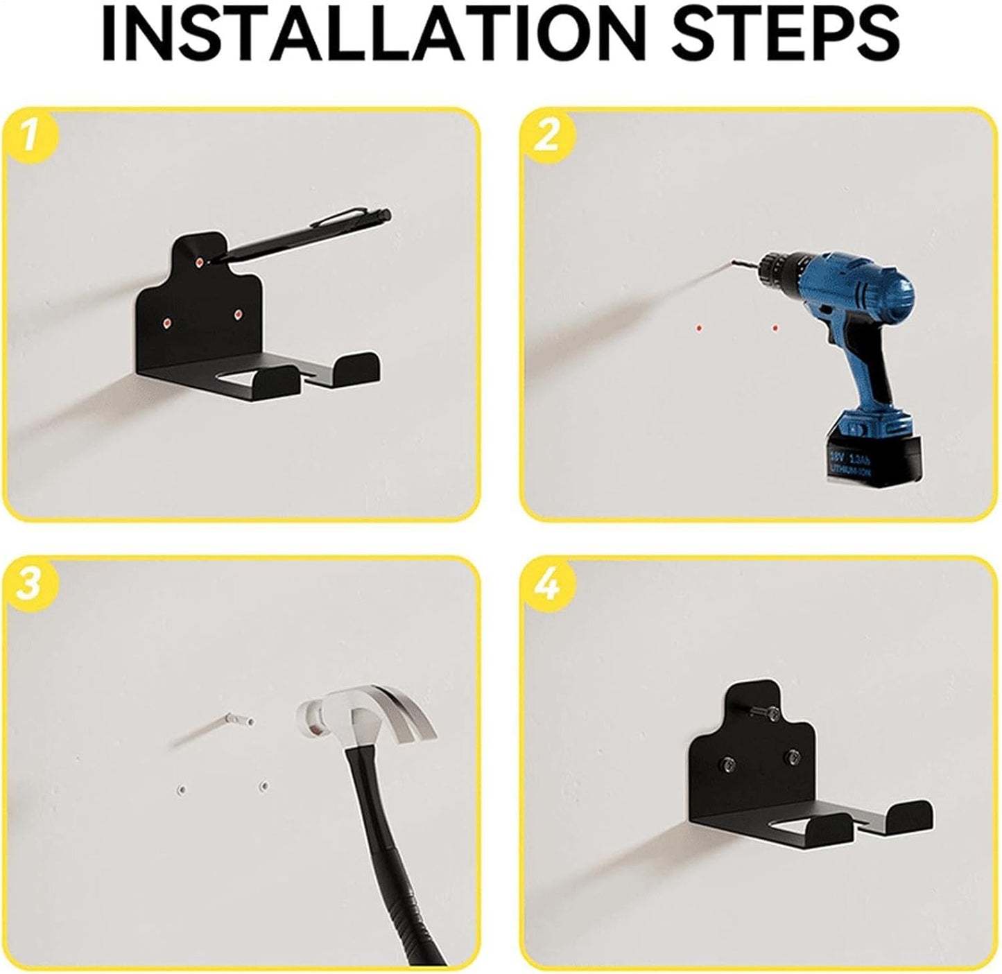 GENERIC Cintres à Outils De Jardin | Organiseur Mural En Acier Pour Garage, Coupe- , Support Mural, Pour Intérieur Et Extérieur, Jardin, Ferme, Sous-sol, Pelle, Râteau, Balai, Câble De Perceuse