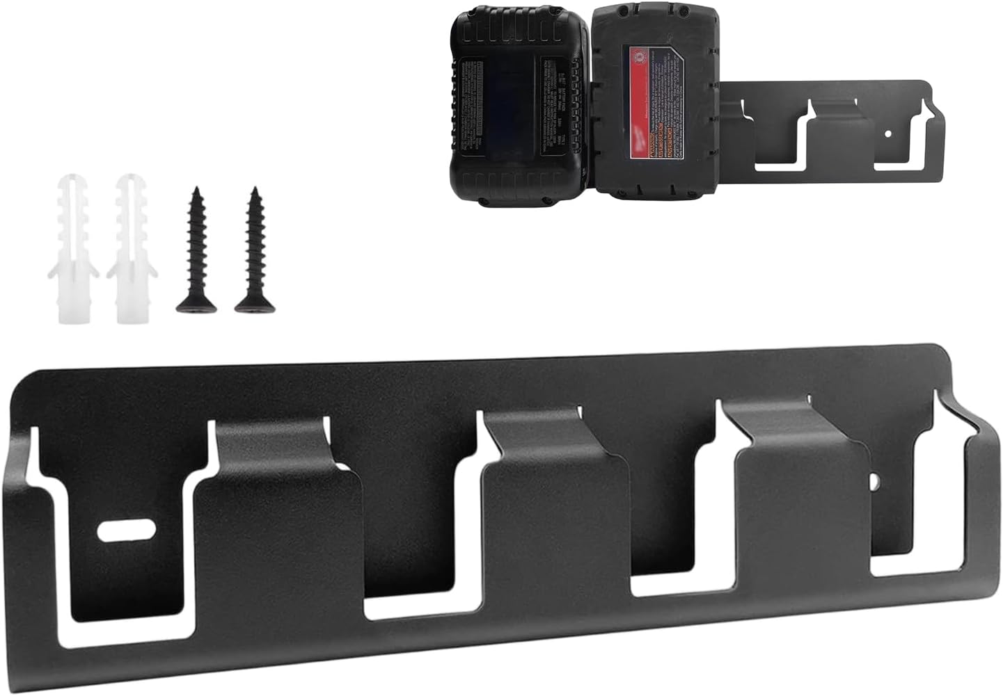 GENERIC Organiseur De Piles Mural En Acier Massif à 4 Emplacements | Porte-piles 18 V | Pour Garage, Bureau, Maison, Chambre à Coucher, étude, Salon Intérieur