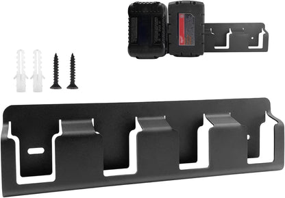 GENERIC Organiseur De Piles Mural En Acier Massif à 4 Emplacements | Porte-piles 18 V | Pour Garage, Bureau, Maison, Chambre à Coucher, étude, Salon Intérieur
