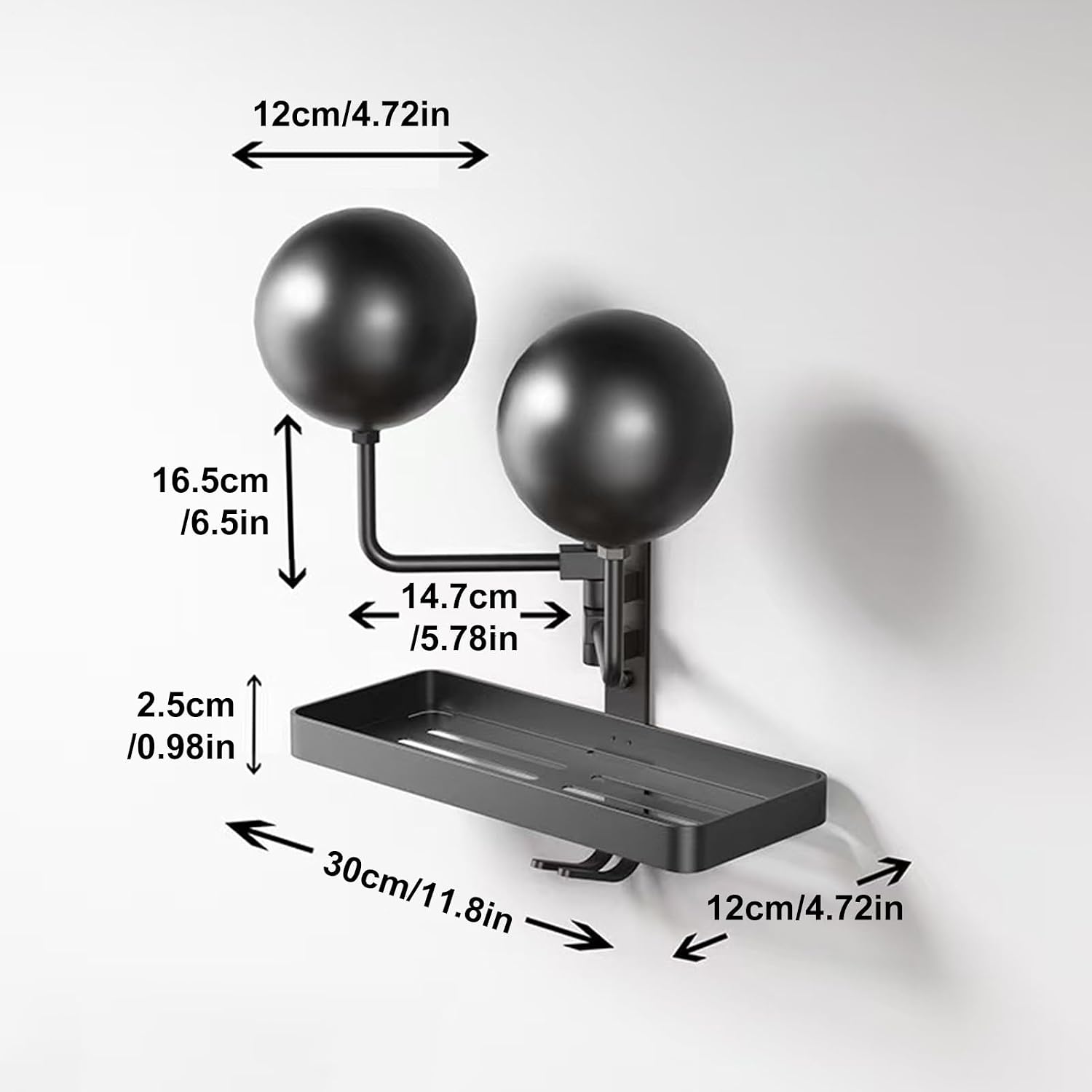  Générique Helmet Wall Mount, Heavy Duty Metal Helmet Holder, 11.81 Inches Garage Storage System Hooks, Riding Gear Display Case For Riders Club, Motorcycle Shop And Man Cave