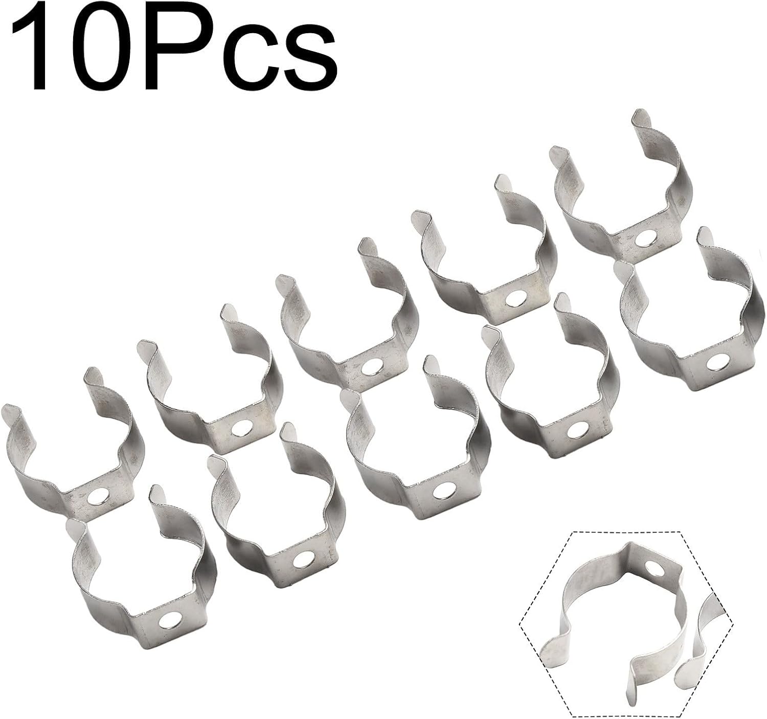  Lot De 10 Pinces à Ressort à Ressort En Acier Au Manganèse Très Résistantes Pour Garage, Atelier, Rangement De Tuyaux, Balais, Brosses Et Râteaux, Argenté (52 Mm)