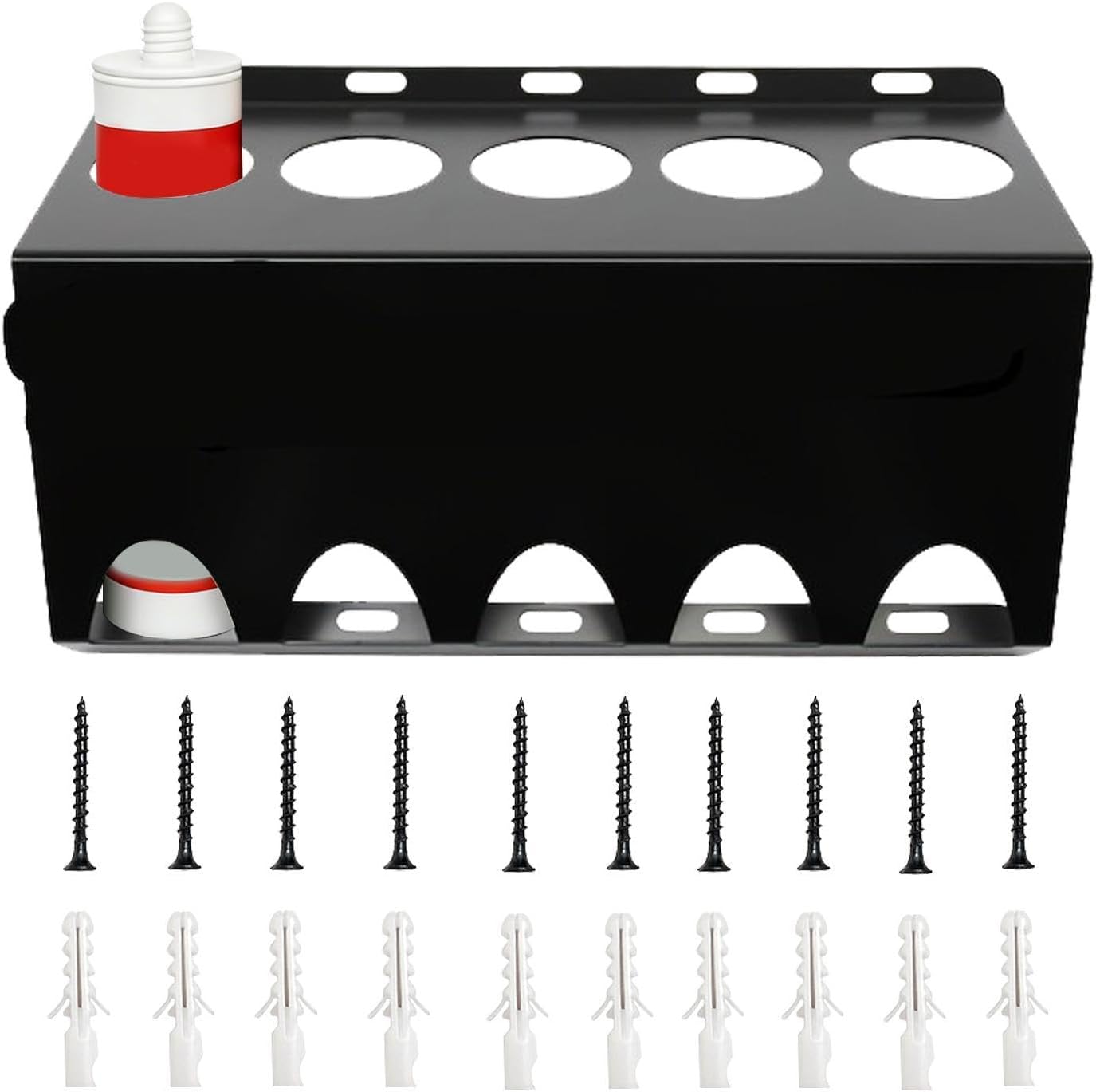 GENERIC Support Mural Pour Tube De Calfeutrage, 5 Emplacements De Rangement Pour Tubes De Calfeutrage – Support De Rangement Pour Plombiers, électriciens, Bricoleurs, Charpentiers, Maison, Garage, Chantier