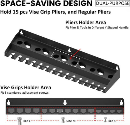  Générique Organiseur Mural Pour Outils,Support Pour Pinces - Rangement D'outils Robuste - Pour Jardin Cour Arrière Garage Patio Sous-Sol Atelier Entrepôt