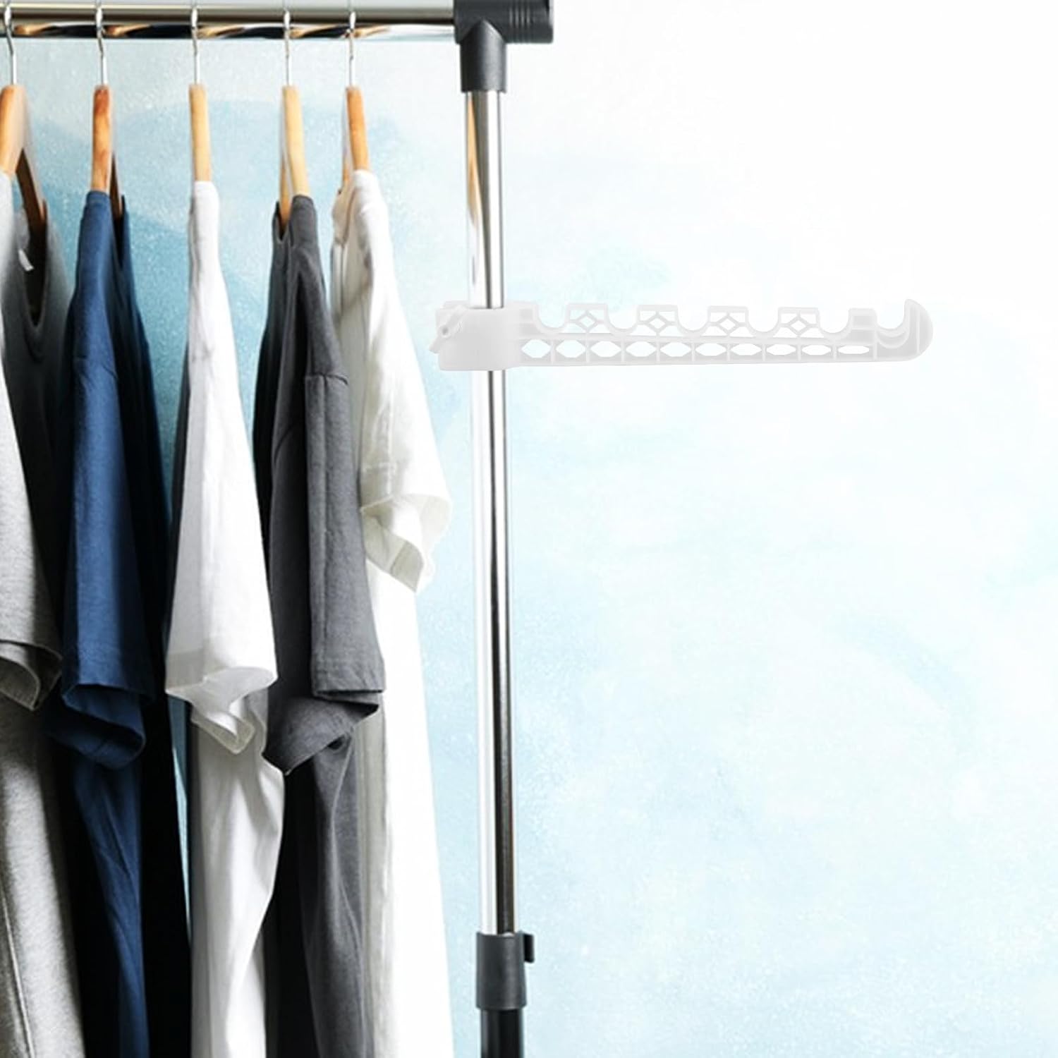 Artibetter Accessoire Aile Pliable Pour Portant à Vêtements En Plastique Blanc, Installation Sans Perçage, Gain De Place Pour Organisation Du Linge En Extérieur Ou Voyage