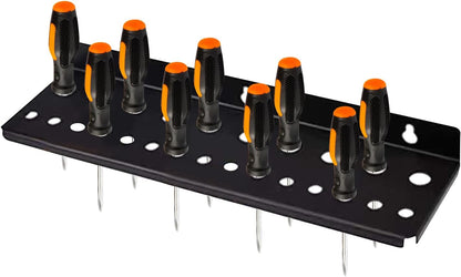  Générique Screw Driver Holders Organizers, Wall Mount Tool Storage Rack, 25 Holes Utility Shelf Easy Access, Small Hand Tools Stand For Garage, Workshop, And Workbench Use