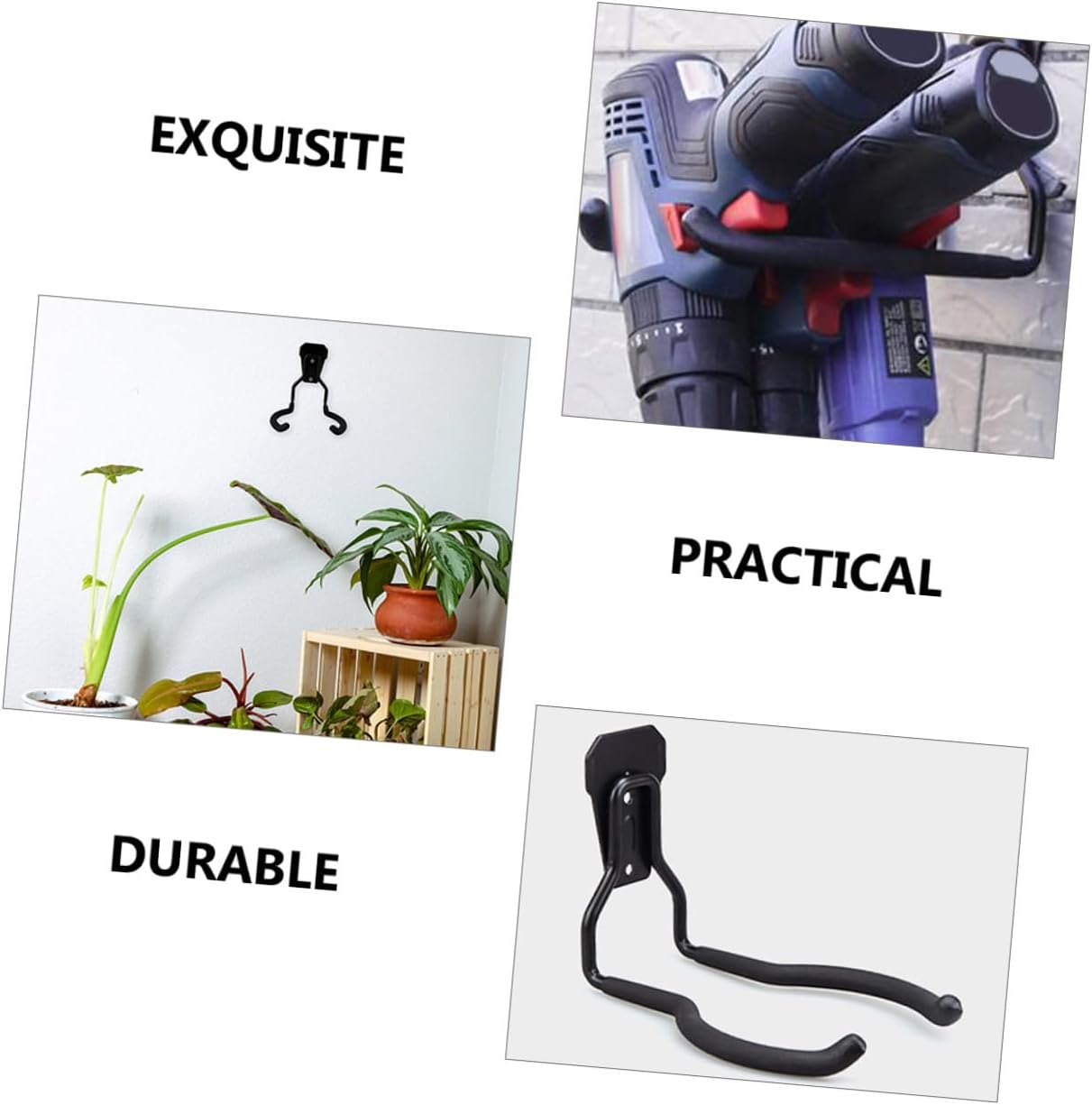  Toyvian Crochet Mural Utilitaire Lourd Pour Garage Support Résistant Pour Outils Électriques Rangement Suspendu Pour Vélos Jardin Et Atelier Kit Installation Inclus