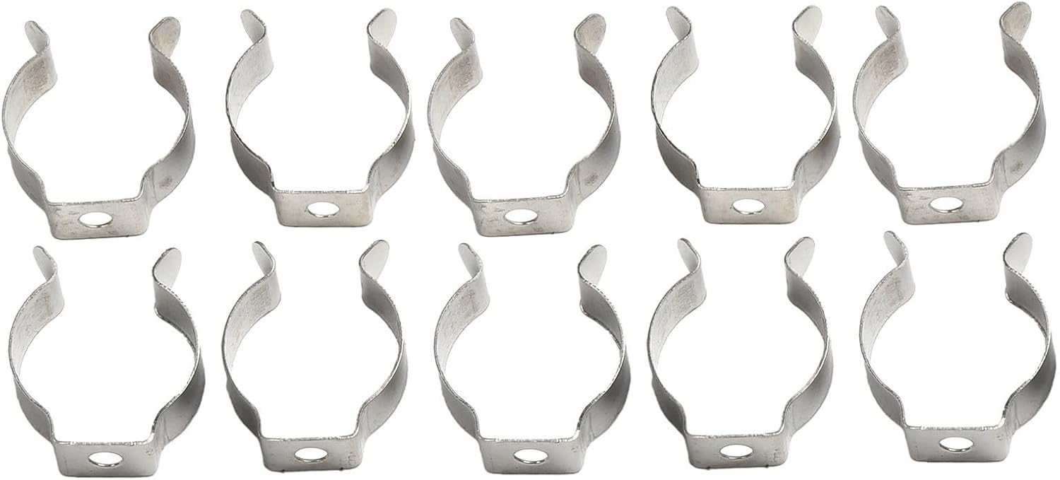  Lot De 10 Pinces à Ressort à Ressort En Acier Au Manganèse Très Résistantes Pour Garage, Atelier, Rangement De Tuyaux, Balais, Brosses Et Râteaux, Argenté (52 Mm)