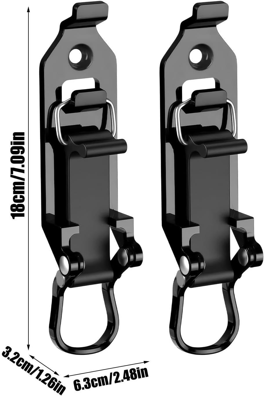  Lot De 2 Supports Muraux Pour Pelle - Fixation Murale - Fermeture Rapide - Support De Charge Lourde - Accessoires De Barres De Toit - Pour Lit, Garage, Camping-car, Transporteur, Travail, Voyage Hors