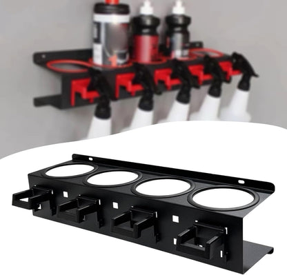  Porte-flacons Pulvérisateurs, étagère Murale Pour Flacons Pulvérisateurs, Organisateur Métallique, Kit Complet Avec Vis, En Acier Robuste, Idéal Pour, Noir 4 Trous