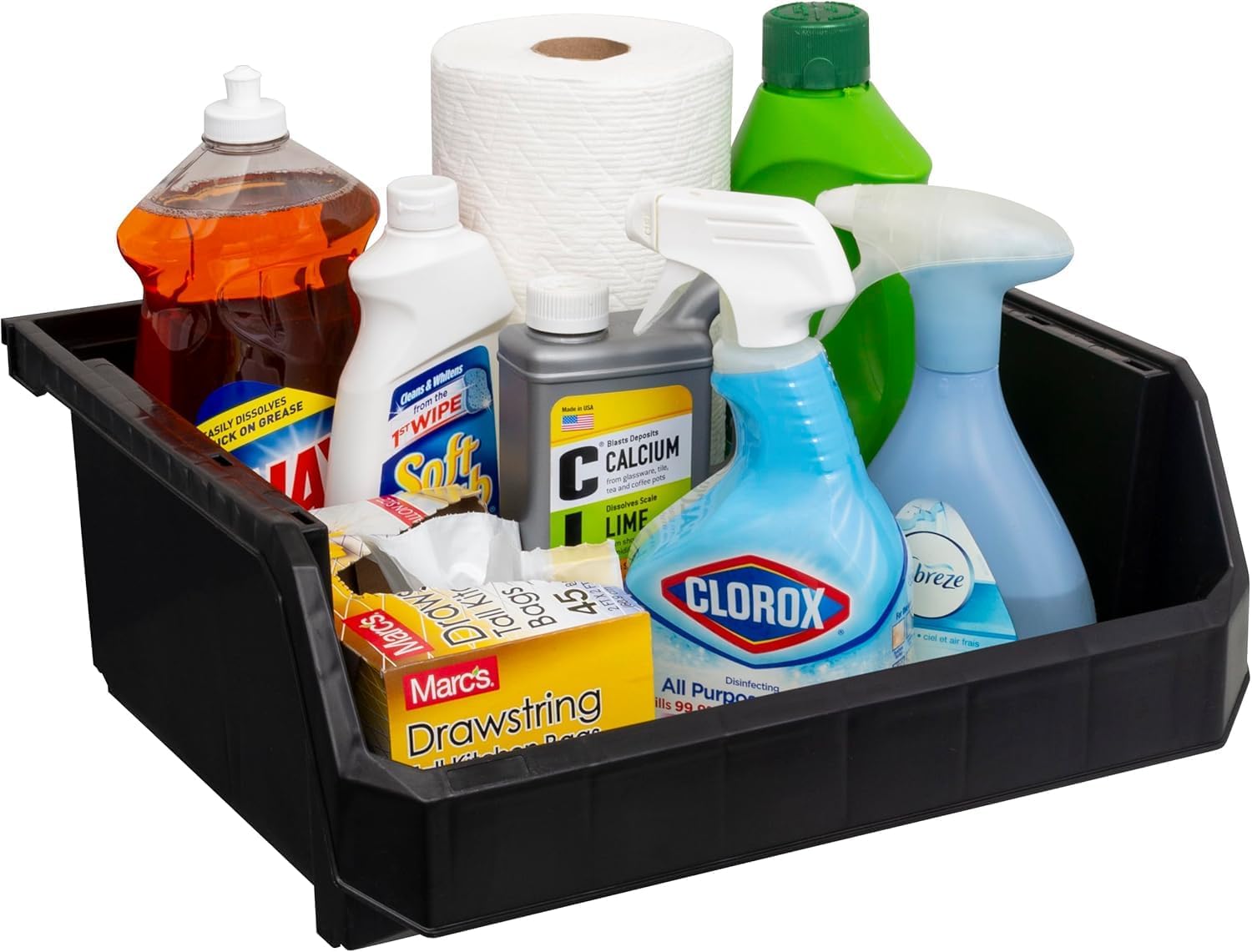  ReadySpace Lot De 4 Conteneurs En Plastique Extra Larges Pour Organiser Et Ranger Les Placards, La Cuisine, Le Bureau Ou Le Garde-manger, 37,5 X 41,9 X 17,8 Cm, Noir