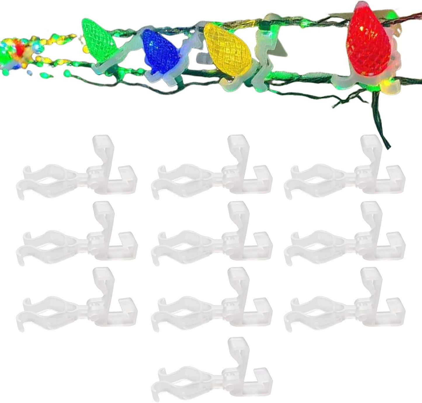  Générique Crochets De Gouttière Pour Lumières Extérieures | 10 Attaches Câbles Pour Guirlandes Lumineuses De Noël - Fixation Câbles Pour Auvent Bardeaux Clôtures Fenêtre Jardins
