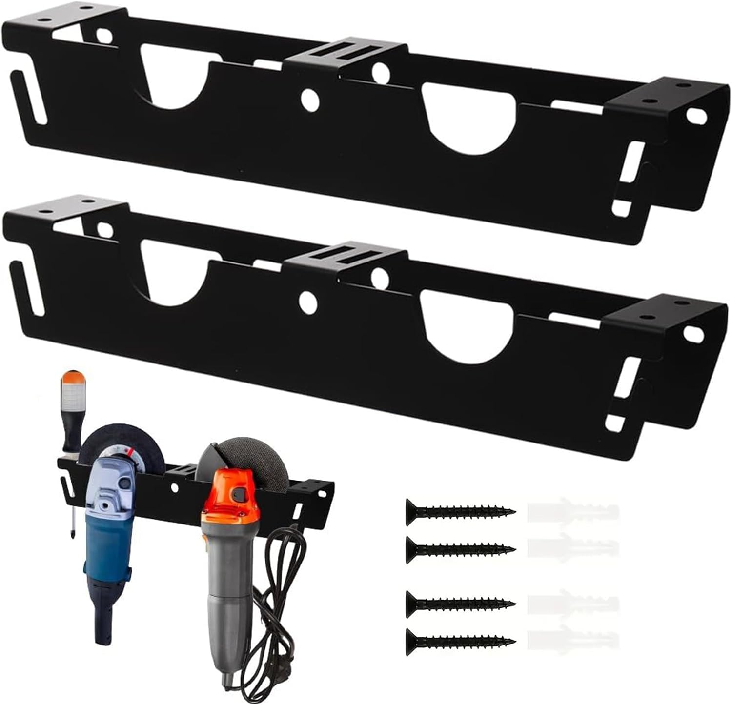 GENERIC Support Mural Pour Meuleuse D'angle - Tournevis - Outils électriques - Organiseur à 2 Emplacements Pour Atelier, établi Latéral, Panneau Perforé, Garage