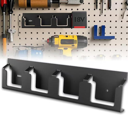 GENERIC Organiseur De Piles Mural En Acier Massif à 4 Emplacements | Porte-piles 18 V | Pour Garage, Bureau, Maison, Chambre à Coucher, étude, Salon Intérieur