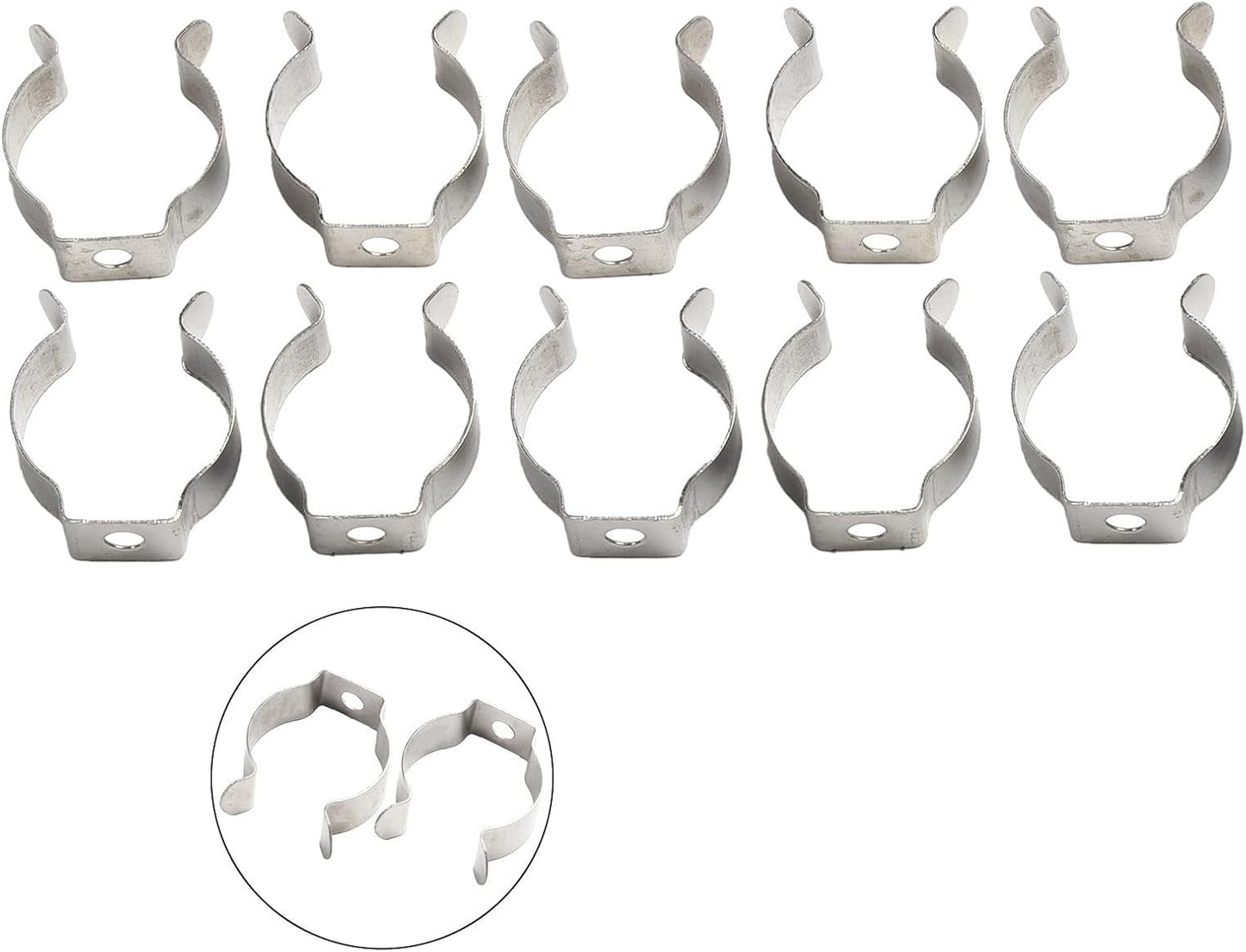  Lot De 10 Pinces à Ressort à Ressort En Acier Au Manganèse Très Résistantes Pour Garage, Atelier, Rangement De Tuyaux, Balais, Brosses Et Râteaux, Argenté (52 Mm)
