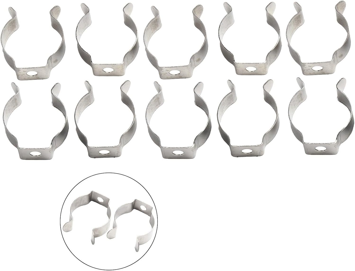 Lot De 10 Pinces à Ressort à Ressort En Acier Au Manganèse Très Résistantes Pour Garage, Atelier, Rangement De Tuyaux, Balais, Brosses Et Râteaux, Argenté (52 Mm)