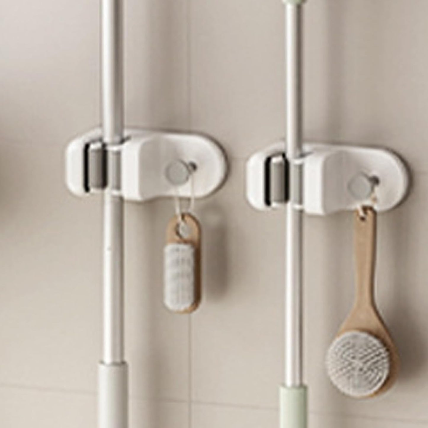  Générique Porte-Balai Mural, Support Adhésif Pour Outils, Porte-Balai Adhésif, Pour Serviette Pelle Brosse Balle De Bain Buanderie Garage Jardin Hôtel