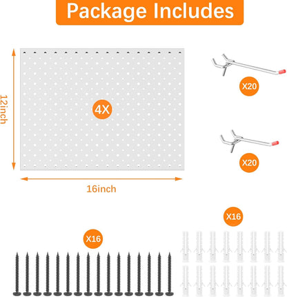  TORACK Panneaux Perforés En Métal Et Crochets Pour Garage, établi, Magasin, Abri De Jardin Avec Trous De 0,3 Cm Et 0,6 Cm, Panneau Perforé Mural Modulaire Avec Crochets Pour Panneau Perforé (gris