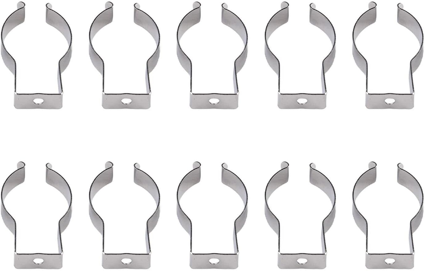  Lot De 10 Pinces à Ressort à Ressort En Acier Au Manganèse Très Résistantes Pour Garage, Atelier, Rangement De Tuyaux, Balais, Brosses Et Râteaux, Argenté (52 Mm)