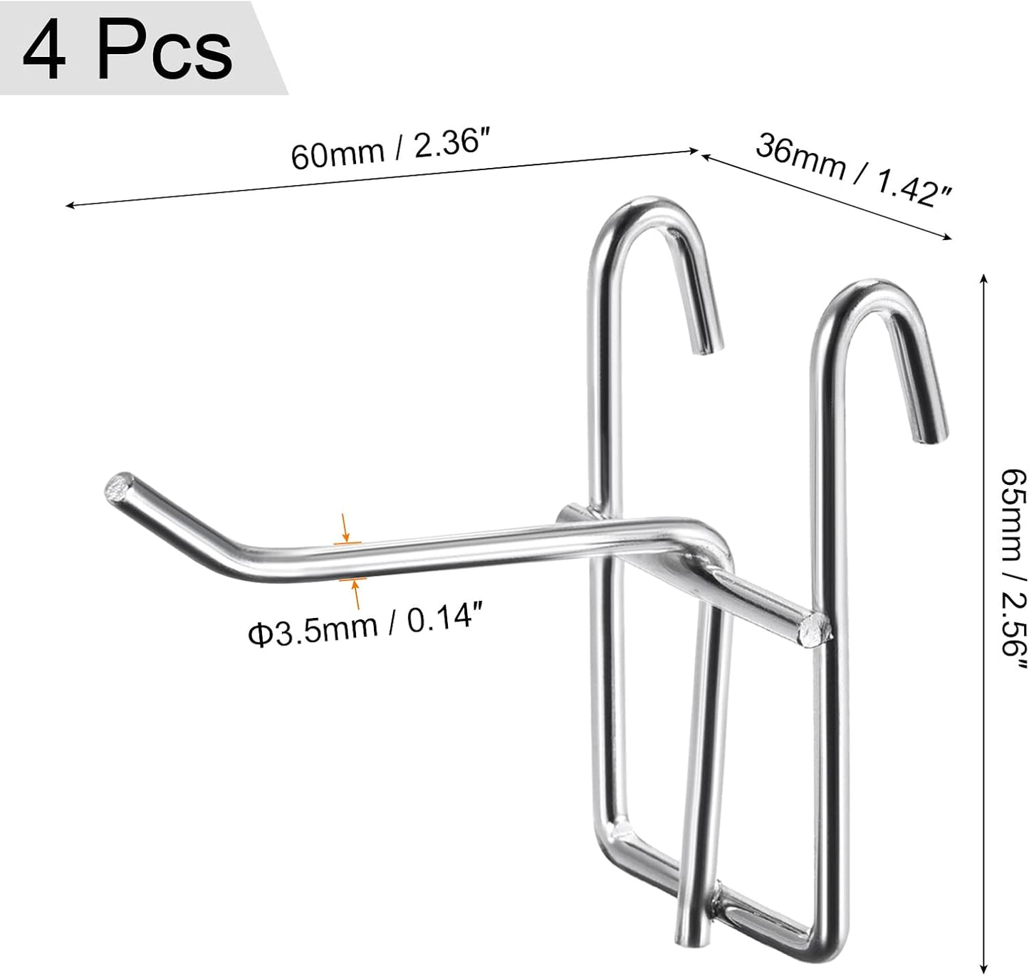  MECCANIXITY Lot De 4 Crochets Muraux En Grille Pour Rangement De Garage Argenté 6,1 Cm