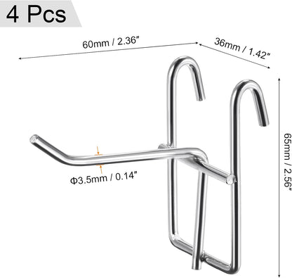  MECCANIXITY Lot De 4 Crochets Muraux En Grille Pour Rangement De Garage Argenté 6,1 Cm