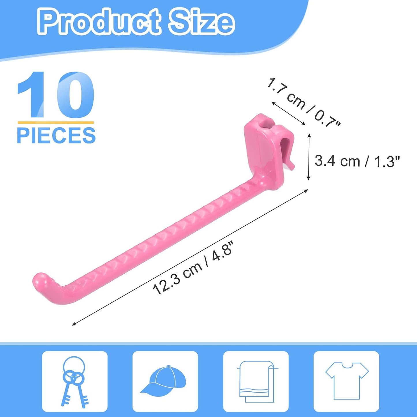  Sourcing Map Lot De 10 Crochets Muraux En Plastique Pour Panneau Mural De 12 Cm, Crochets D'étagère Pour Garage, Magasin, Entrepôt, Magasin, Maison, Magenta