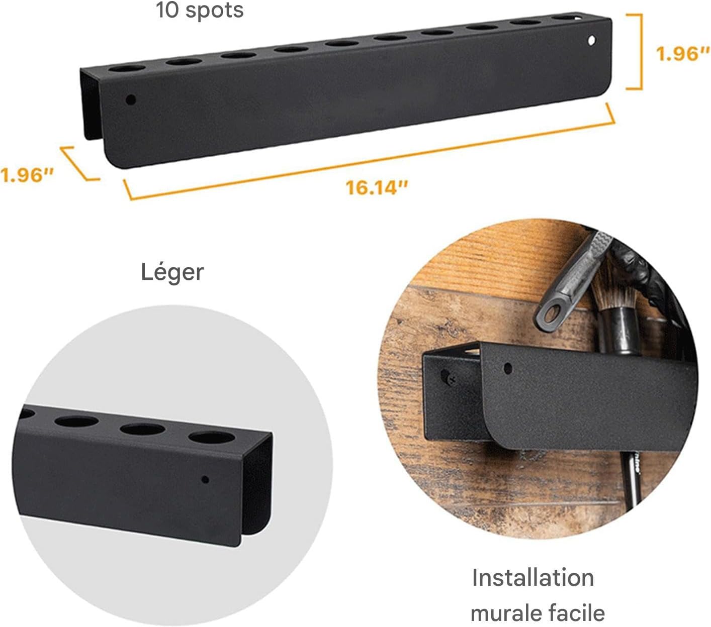  Organisateur De Brosses De Détail Auto - Support Murale D'organisation Pour Détail Auto,Fournitures D'Entretien Pour Espaces Intérieurs Extérieurs Véhicules Remises