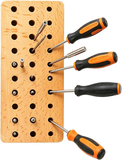 GENERIC Porte-outils En Cuir – Organiseur Portable En Bois 30 Trous, Fabriqué à La Main En Bois Massif Avec Différentes Tailles De Trous Pour L'artisanat Du Cuir, Le Travail Du Bois Et Les Outils De Sculpture